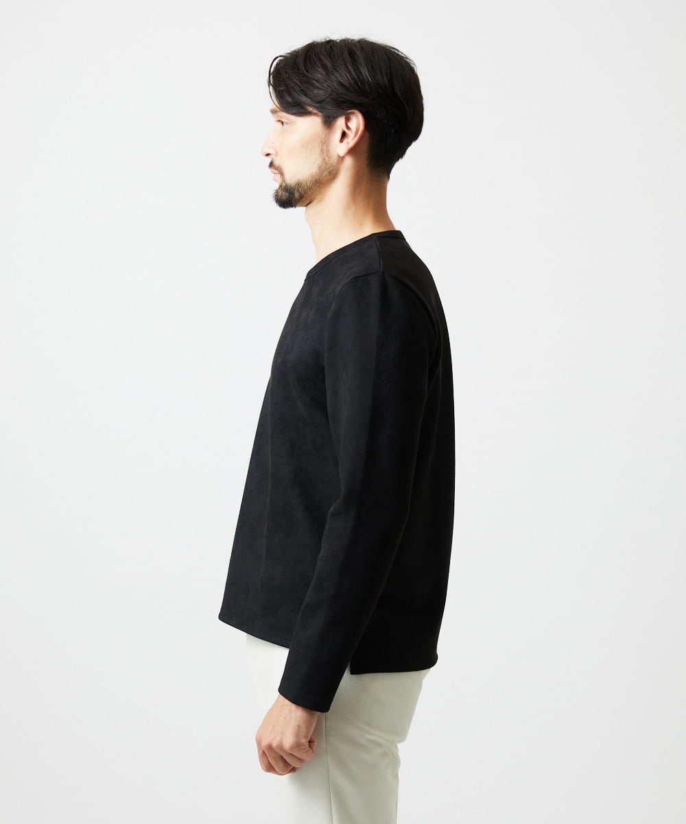 MNKAF70210 MICHEL KLEIN HOMME(ミッシェルクラン オム) 【セットアップ】スエード調クルーネックカットソー ブラック