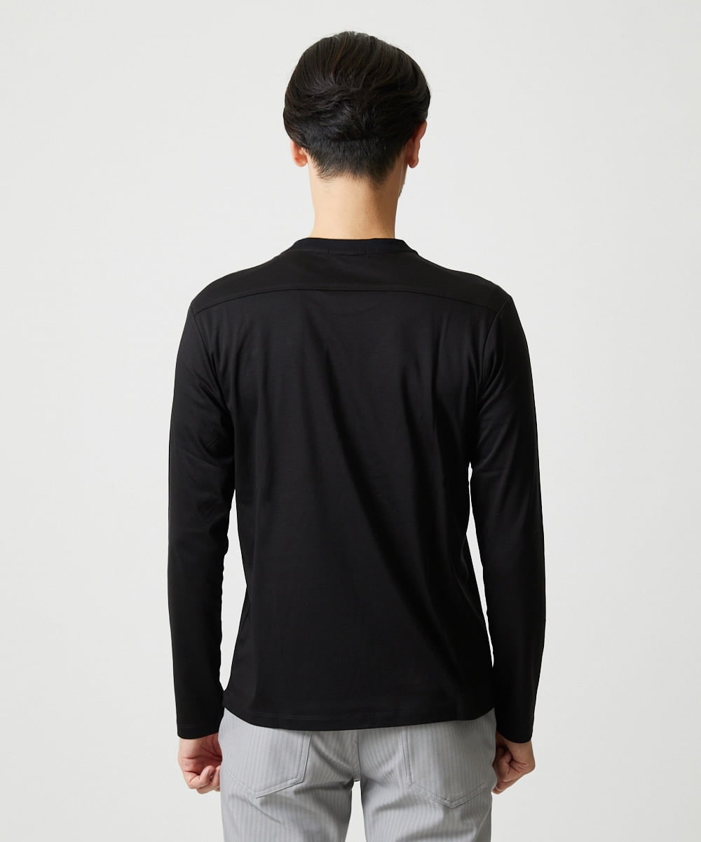 MNKAI51150 MICHEL KLEIN HOMME(ミッシェルクラン オム) クルーネック長袖カットソー ブラック
