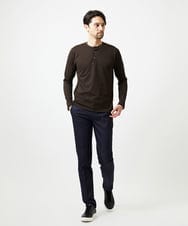 MNKAI54190 MICHEL KLEIN HOMME(ミッシェルクラン オム) ジャガードヘンリーネック長袖カットソー ブラウン