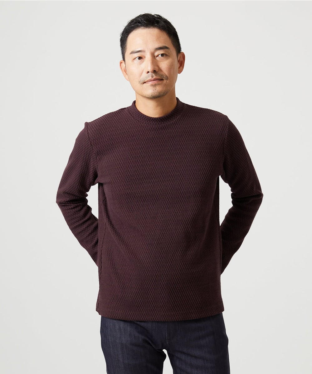 MNKAI55200 MICHEL KLEIN HOMME(ミッシェルクラン オム) ウェーブ柄クルーネックカットソー パープル