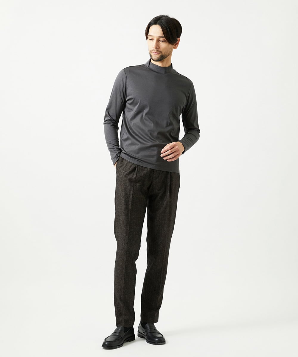 MNKAI61150 MICHEL KLEIN HOMME(ミッシェルクラン オム) モックネック長袖カットソー ダークグレー