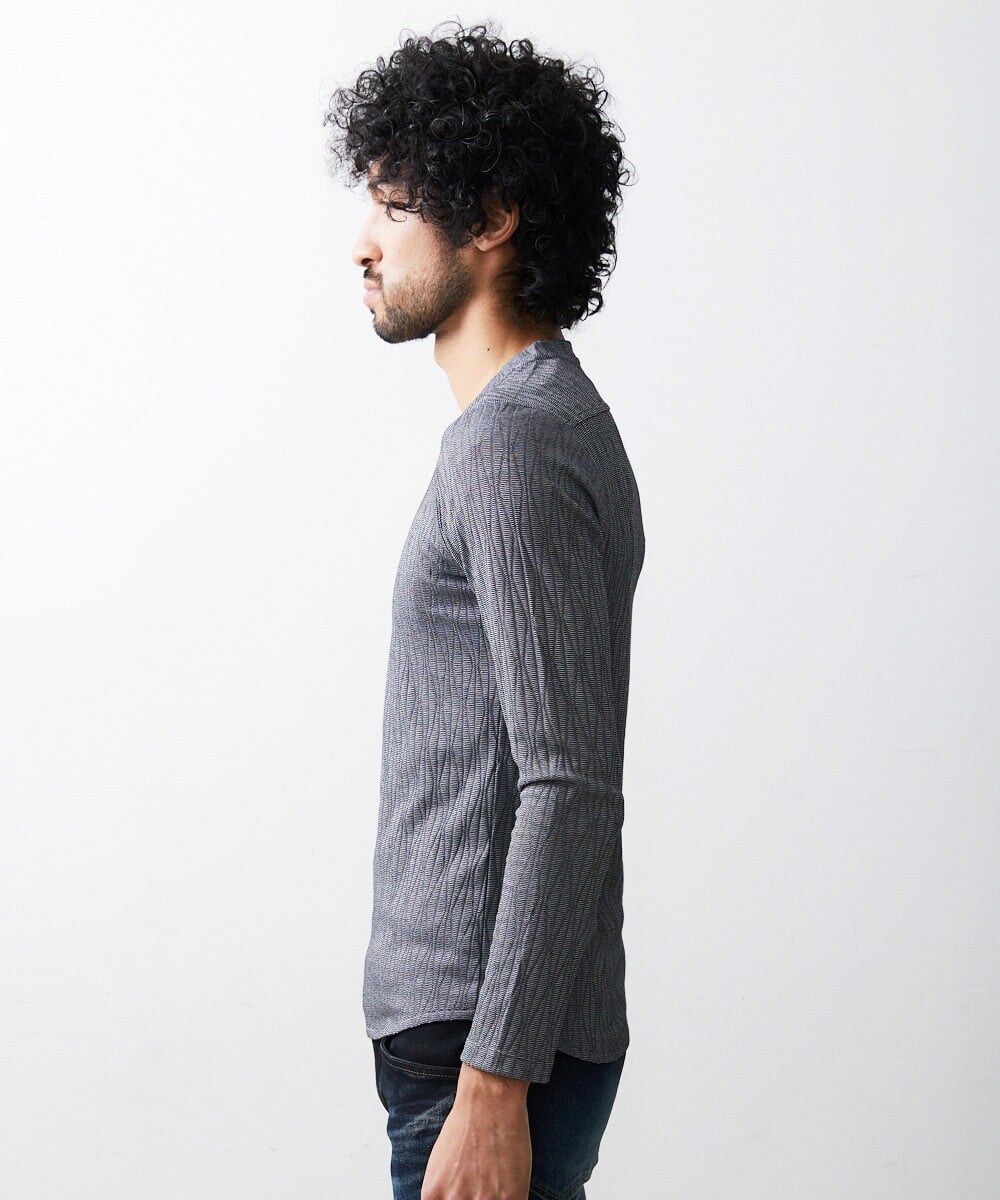MNKAV06130 MICHEL KLEIN HOMME(ミッシェルクラン オム) 《日本製》オリジナルボタニカル柄カットソー グレー(92)