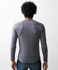 MNKAV06130 MICHEL KLEIN HOMME(ミッシェルクラン オム) 《日本製》オリジナルボタニカル柄カットソー グレー(92)
