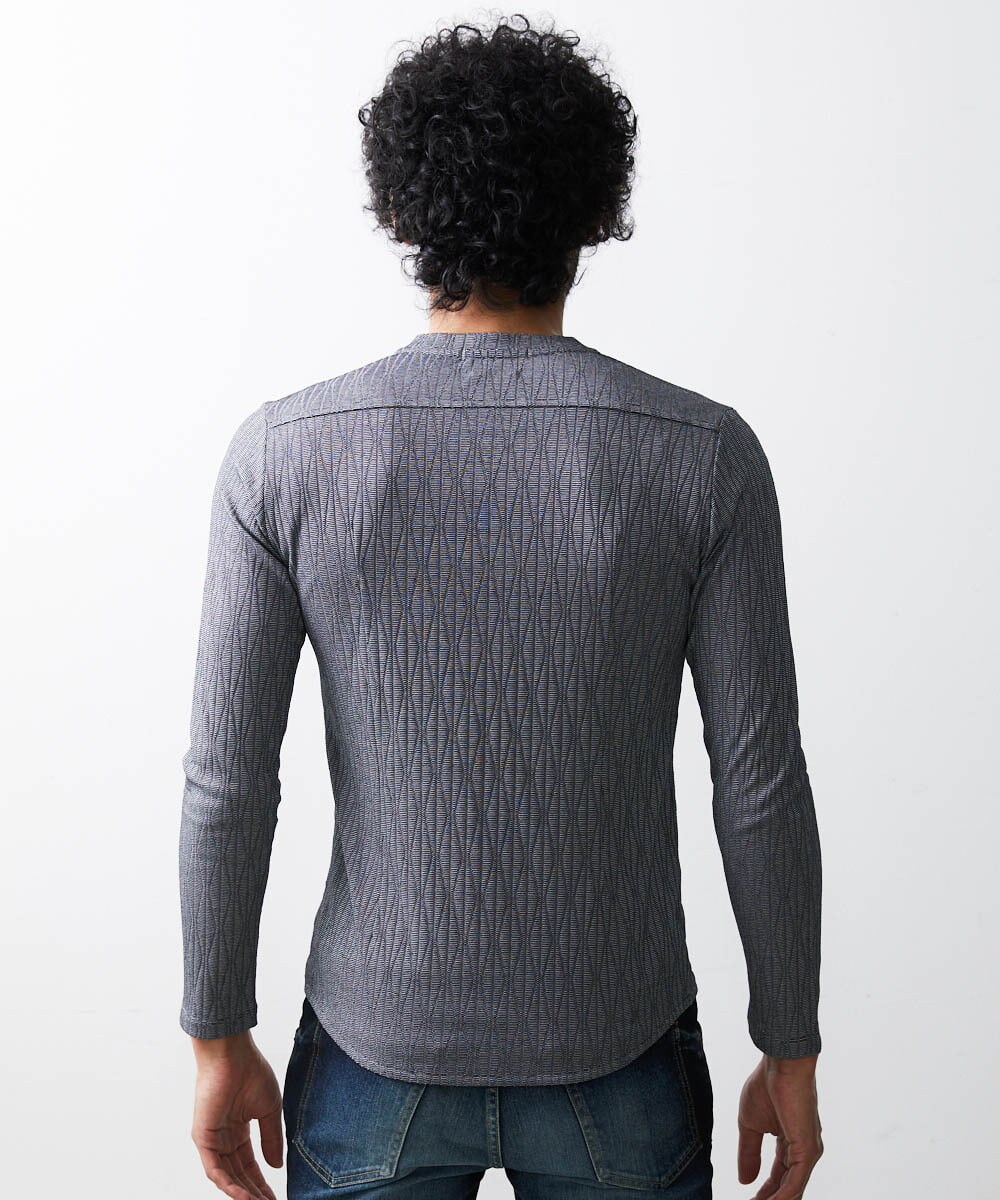 MNKAV06130 MICHEL KLEIN HOMME(ミッシェルクラン オム) 《日本製》オリジナルボタニカル柄カットソー グレー(92)