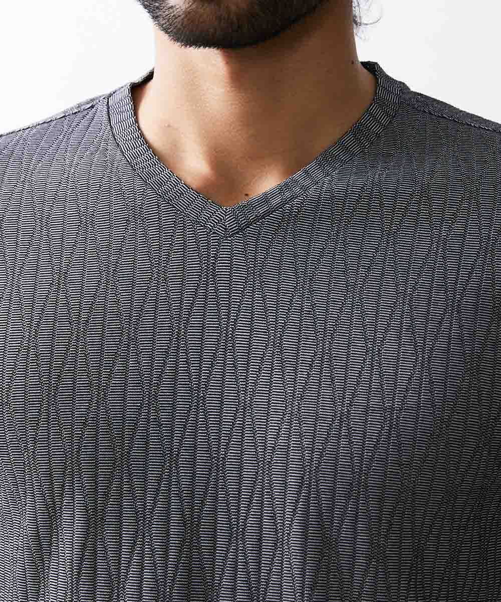 MNKAV06130 MICHEL KLEIN HOMME(ミッシェルクラン オム) 《日本製》オリジナルボタニカル柄カットソー グレー(92)