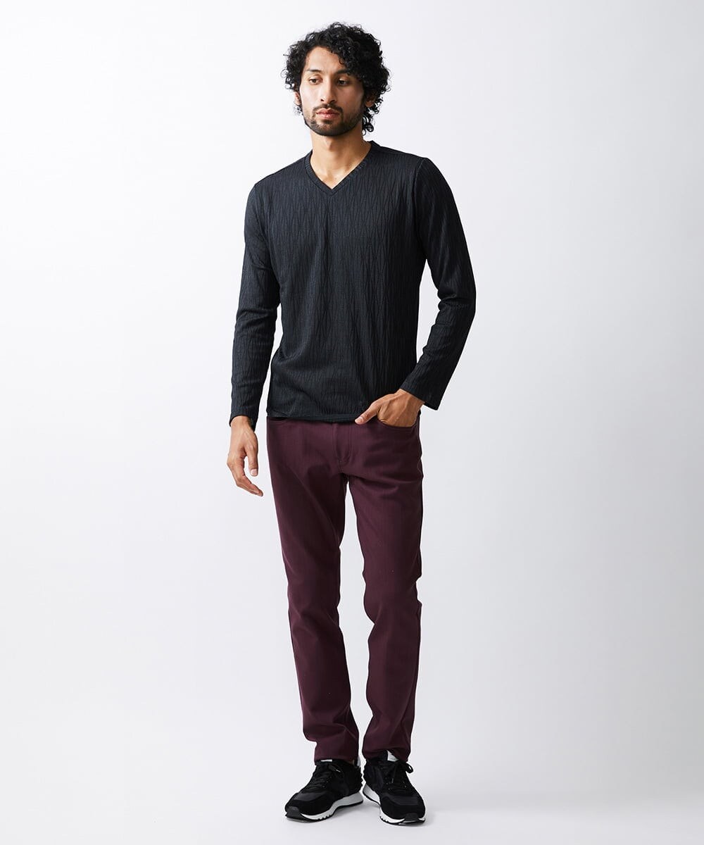 MNKAV06130 MICHEL KLEIN HOMME(ミッシェルクラン オム) 《日本製》オリジナルボタニカル柄カットソー ダークグレー(93)