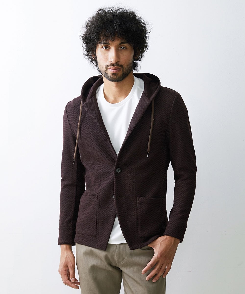 MNKAV34270 MICHEL KLEIN HOMME(ミッシェルクラン オム) ヘリンボンパーカー ブラウン