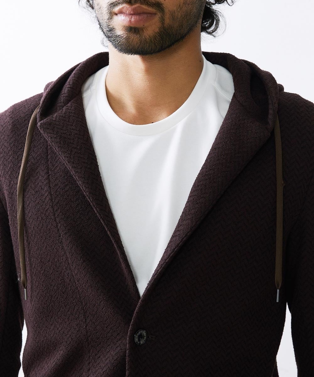 MNKAV34270 MICHEL KLEIN HOMME(ミッシェルクラン オム) ヘリンボンパーカー ブラウン