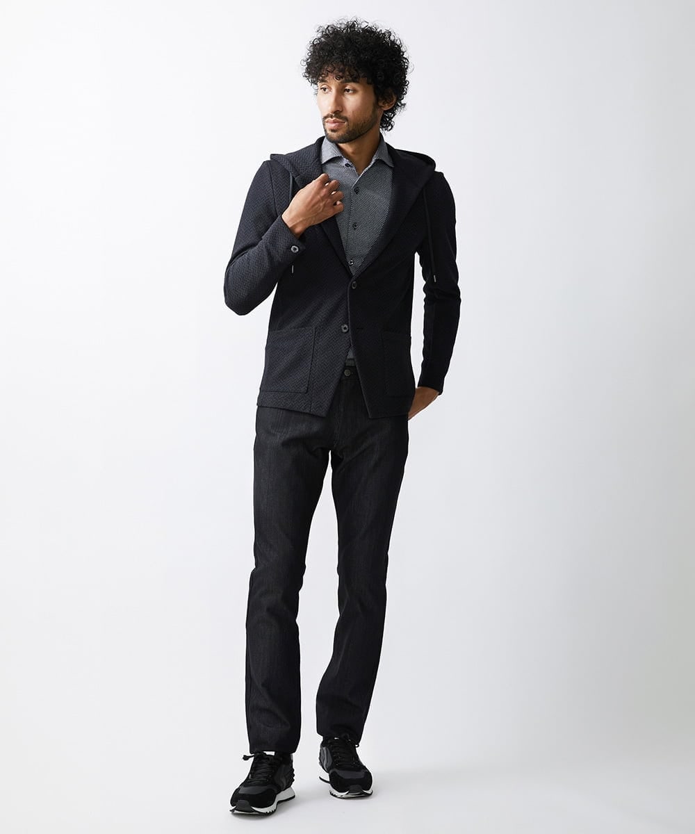 MNKAV34270 MICHEL KLEIN HOMME(ミッシェルクラン オム) ヘリンボンパーカー ブラック