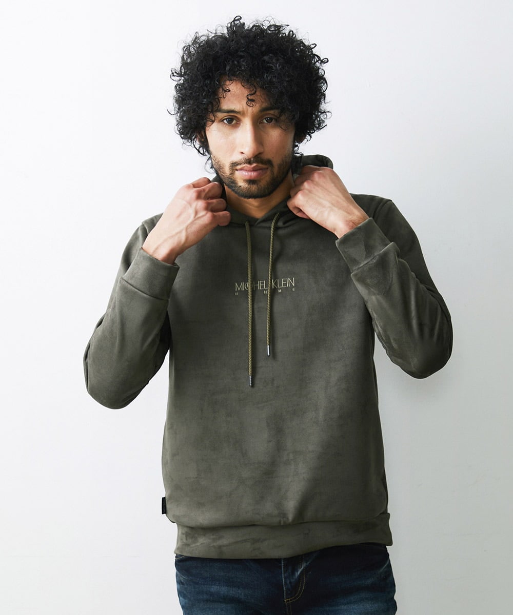 MNKAV41220 MICHEL KLEIN HOMME(ミッシェルクラン オム) スエードプルオーバーパーカー カーキ(36)