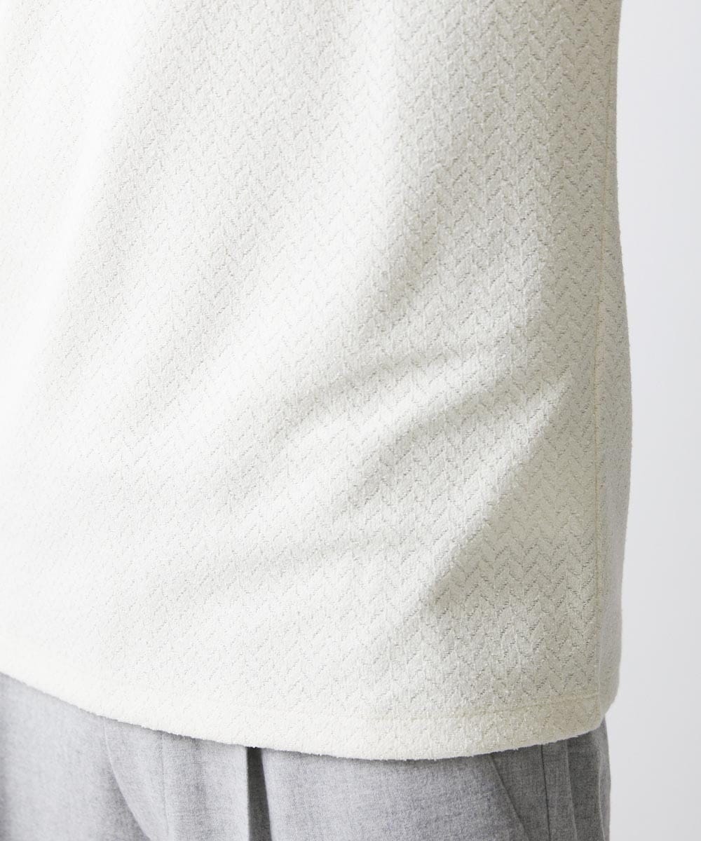 MNKAV52190 MICHEL KLEIN HOMME(ミッシェルクラン オム) ヘリンボン柄カットソー ホワイト