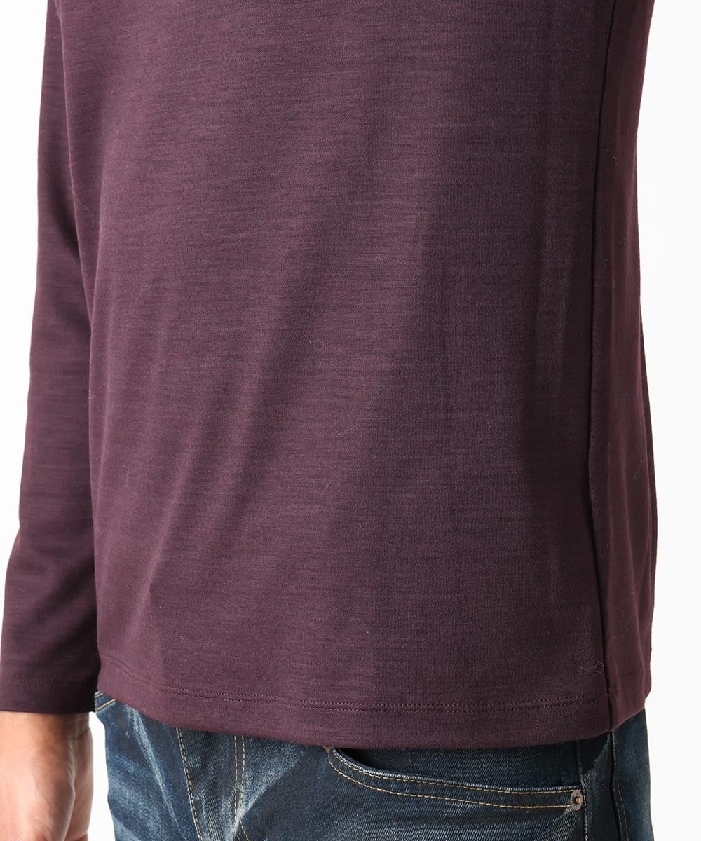 MNKCA60250 MICHEL KLEIN HOMME(ミッシェルクラン オム) 《日本製》スムースモックネック長袖カットソー パープル