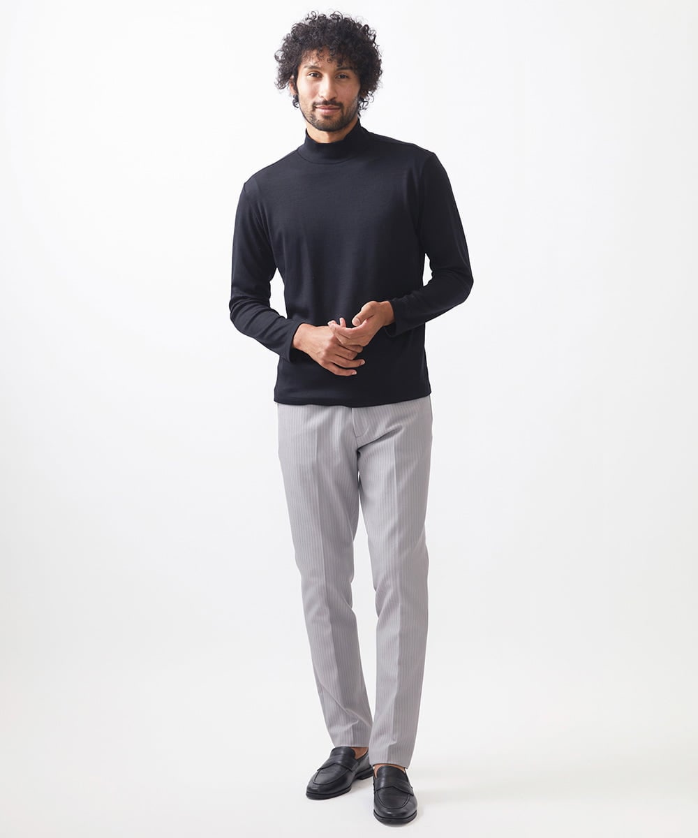 MNKCA60250 MICHEL KLEIN HOMME(ミッシェルクラン オム) 《日本製》スムースモックネック長袖カットソー ブラック