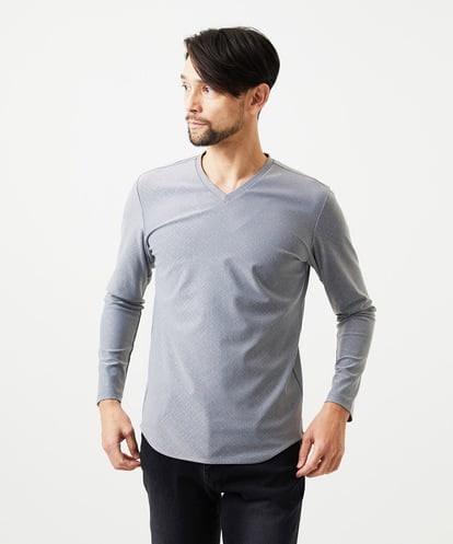 MNKCD52190 MICHEL KLEIN HOMME 《日本製》バイアスチェック柄Vネックカットソー