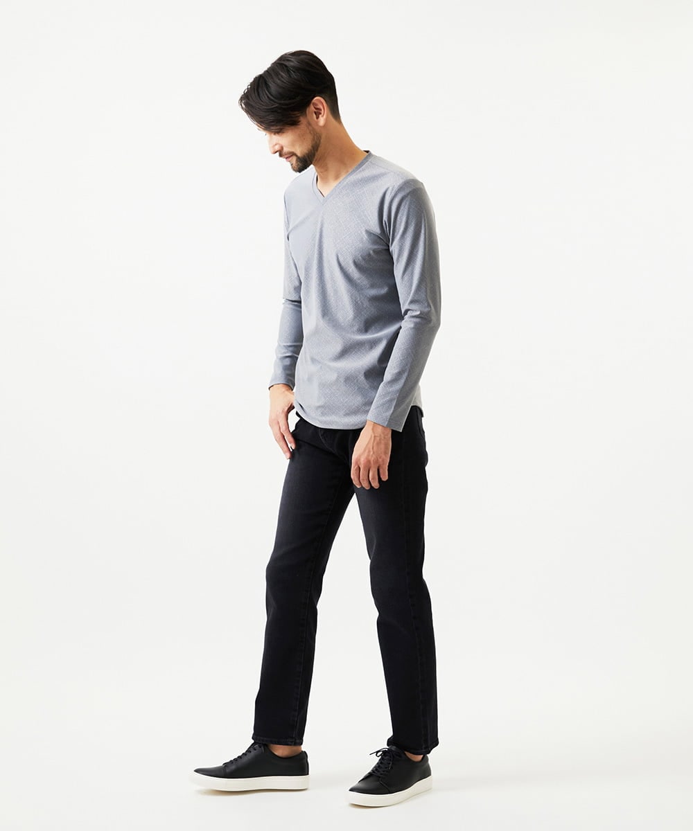 MNKCD52190 MICHEL KLEIN HOMME(ミッシェルクラン オム) 《日本製》バイアスチェック柄Vネックカットソー グレー