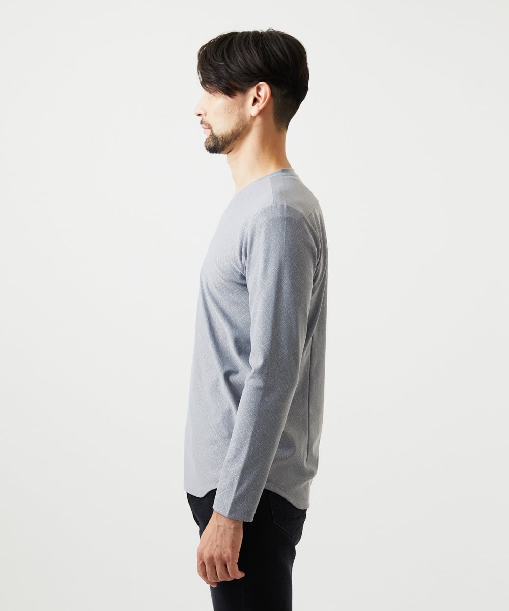 MNKCD52190 MICHEL KLEIN HOMME(ミッシェルクラン オム) 《日本製》バイアスチェック柄Vネックカットソー グレー