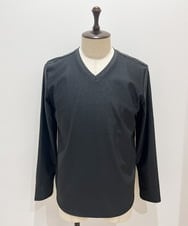 MNKCD52190 MICHEL KLEIN HOMME(ミッシェルクラン オム) 《日本製》バイアスチェック柄Vネック長袖カットソー ブラック