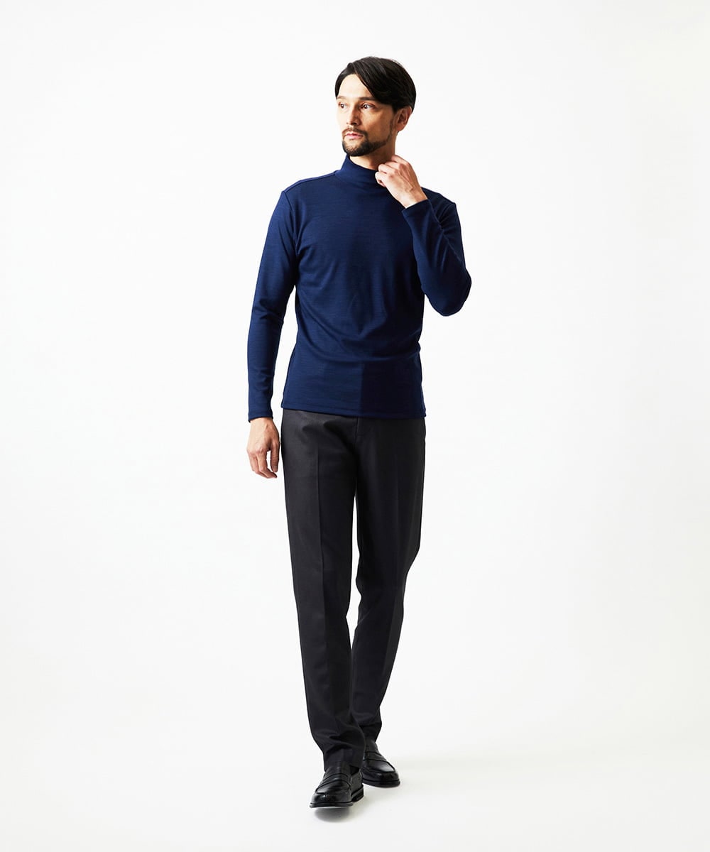 MNKCD68250 MICHEL KLEIN HOMME(ミッシェルクラン オム) 《日本製》スムースモックネック長袖カットソー ブルー