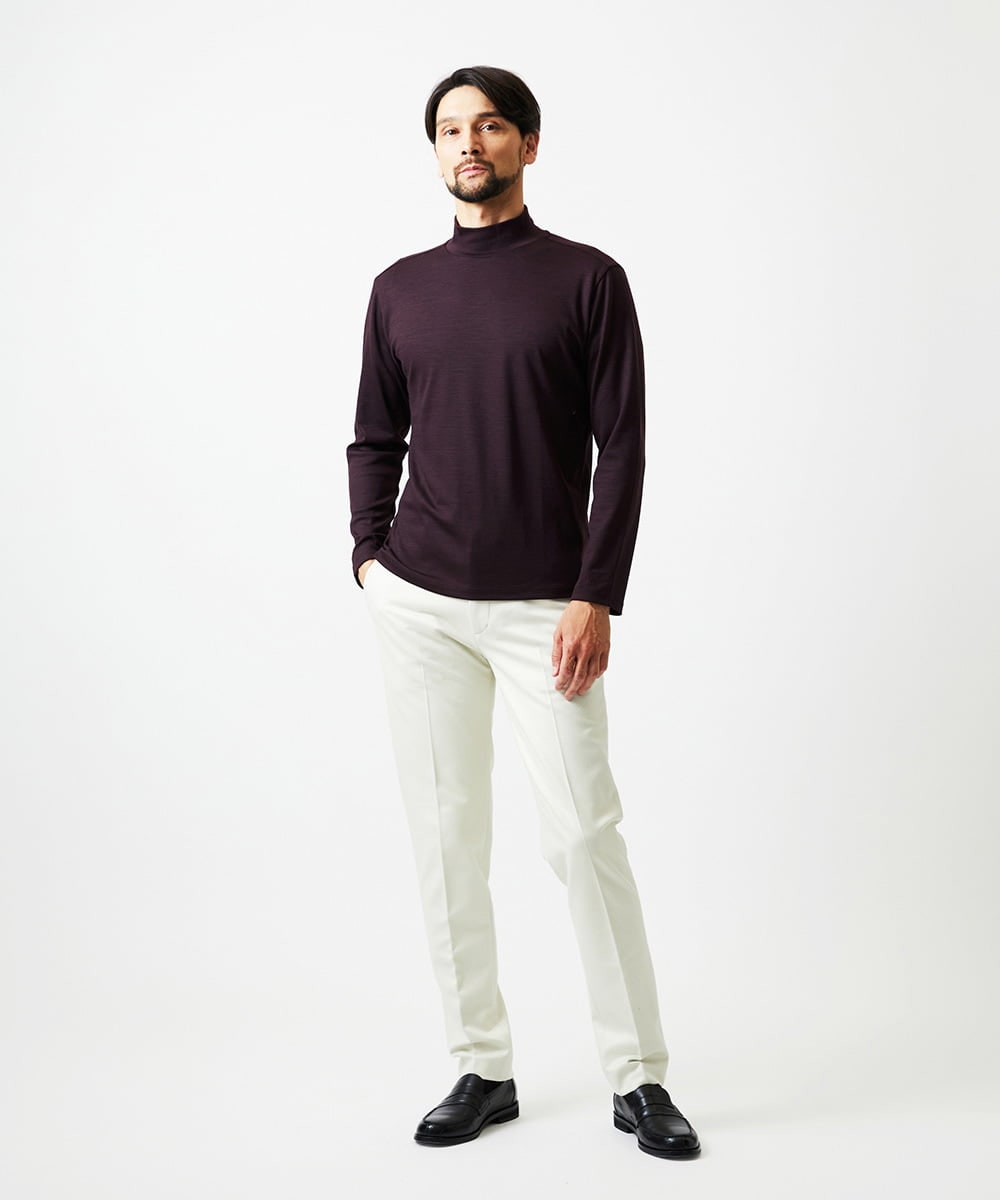 MNKCD68250 MICHEL KLEIN HOMME(ミッシェルクラン オム) 《日本製》スムースモックネック長袖カットソー パープル