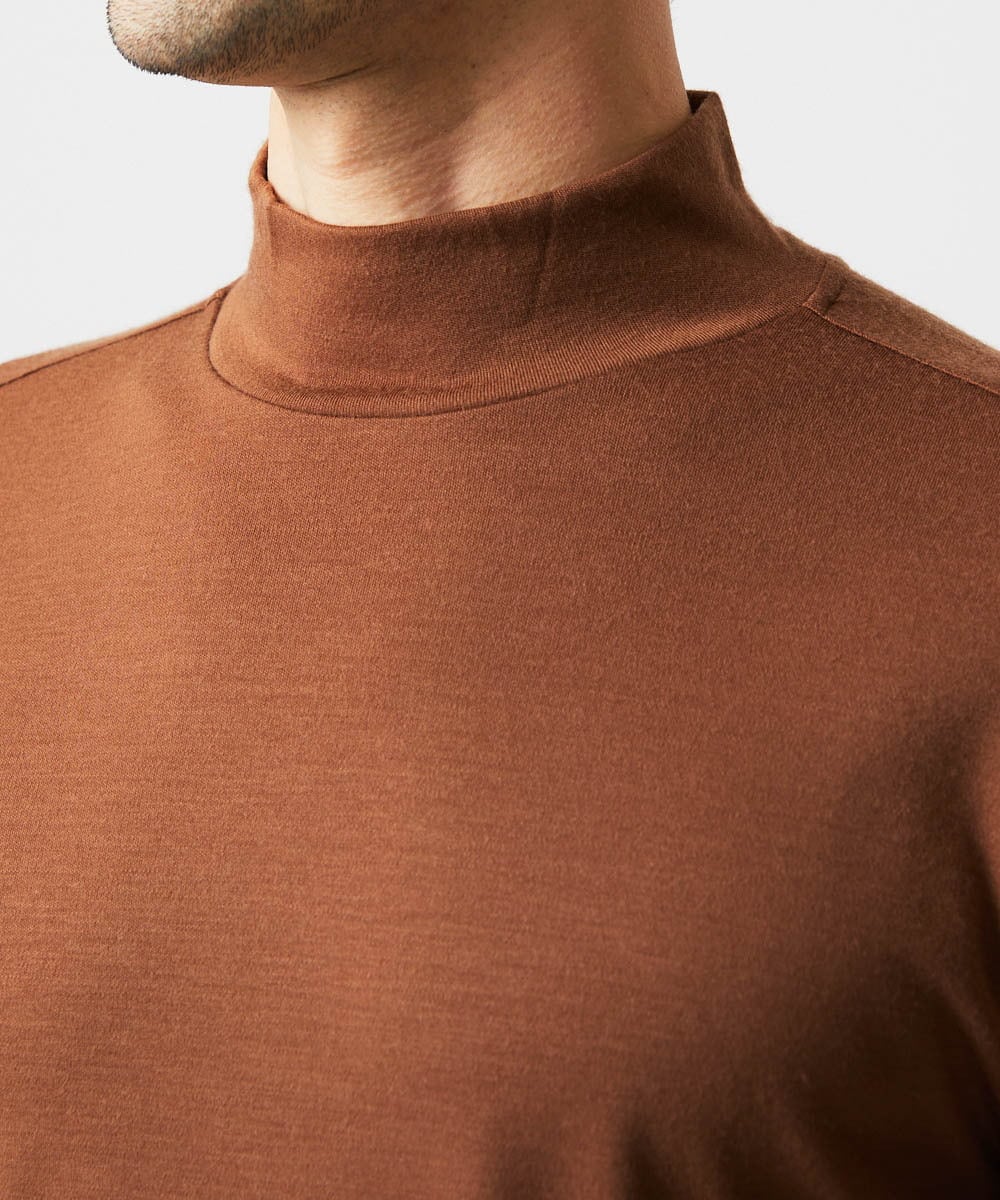 MNKCD68250 MICHEL KLEIN HOMME(ミッシェルクラン オム) 《日本製》スムースモックネック長袖カットソー ベージュ
