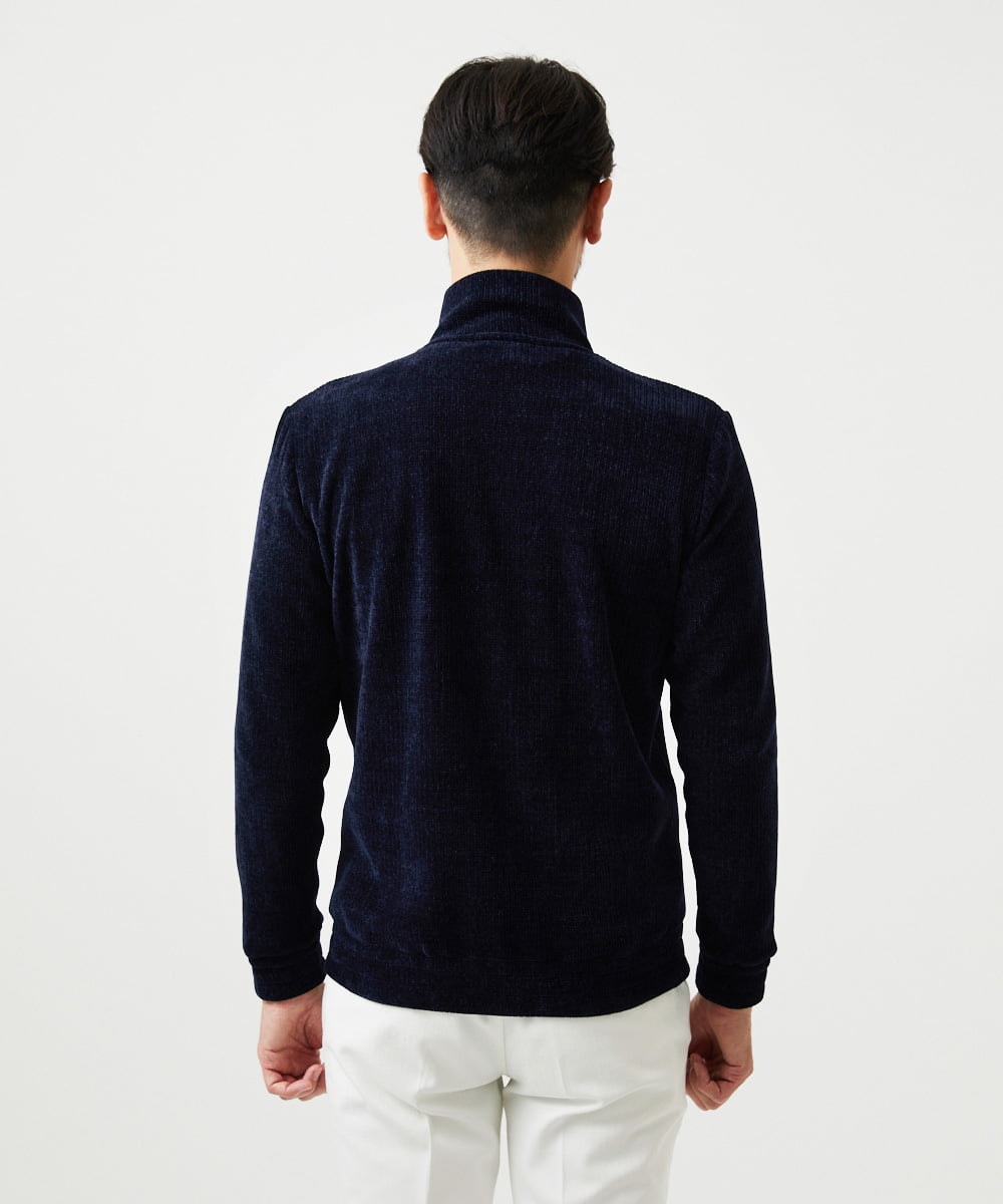 MNKCD70290 MICHEL KLEIN HOMME(ミッシェルクラン オム) スタンドカラーモールニットカーディガン ネイビー