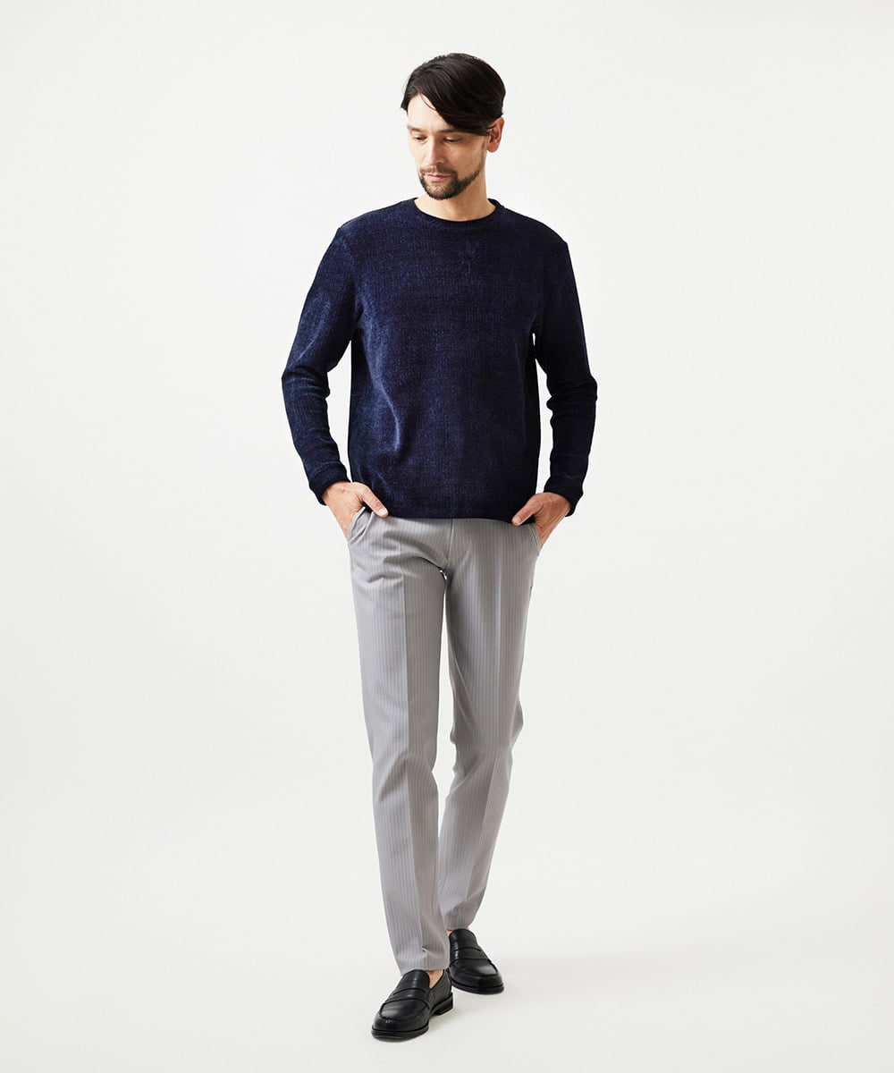 MNKCD71200 MICHEL KLEIN HOMME(ミッシェルクラン オム) クルーネックモールニット ネイビー