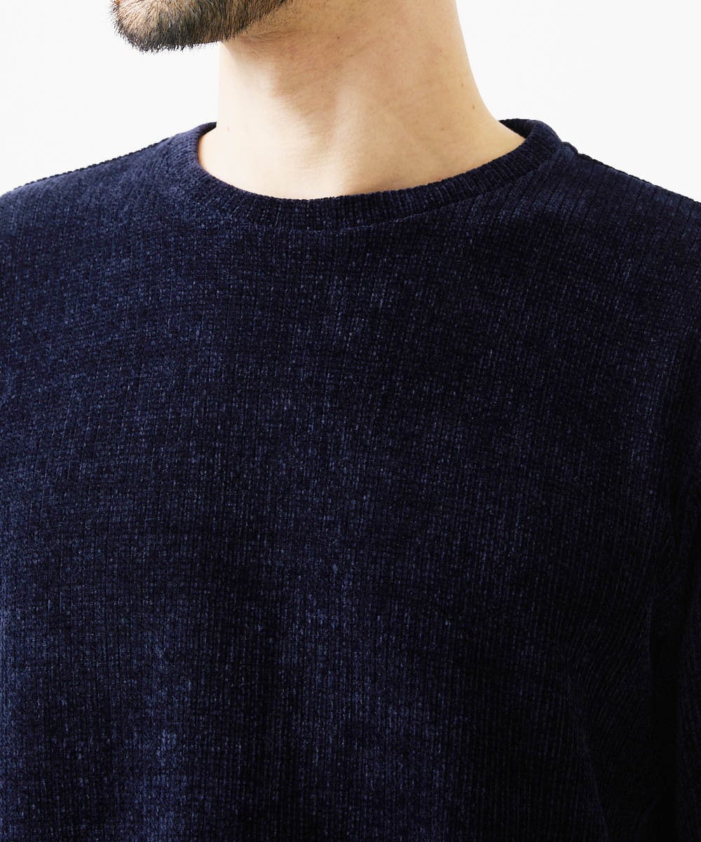 MNKCD71200 MICHEL KLEIN HOMME(ミッシェルクラン オム) クルーネックモールニット ネイビー