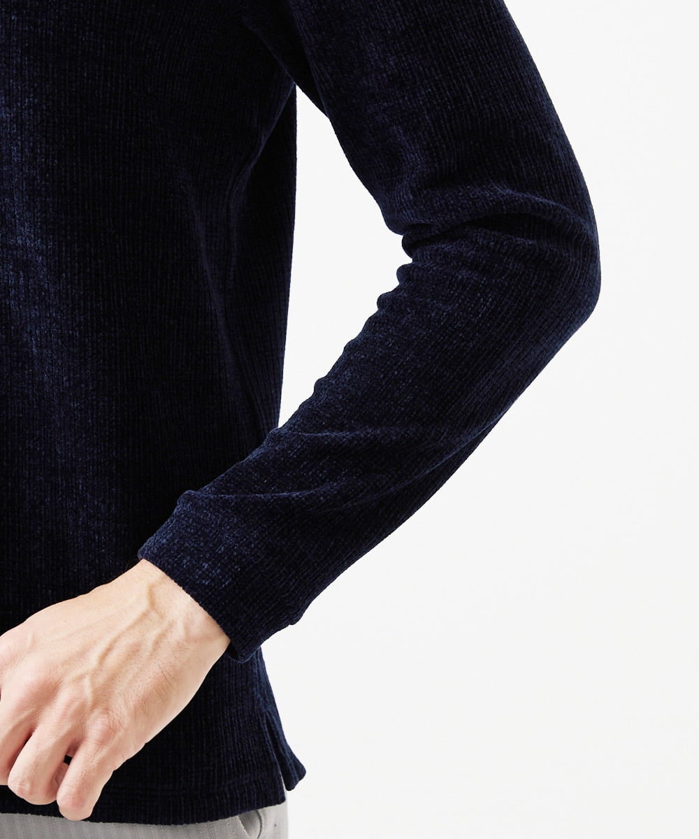 MNKCD71200 MICHEL KLEIN HOMME(ミッシェルクラン オム) クルーネックモールニット ネイビー