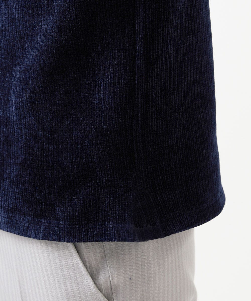 MNKCD71200 MICHEL KLEIN HOMME(ミッシェルクラン オム) クルーネックモールニット ネイビー