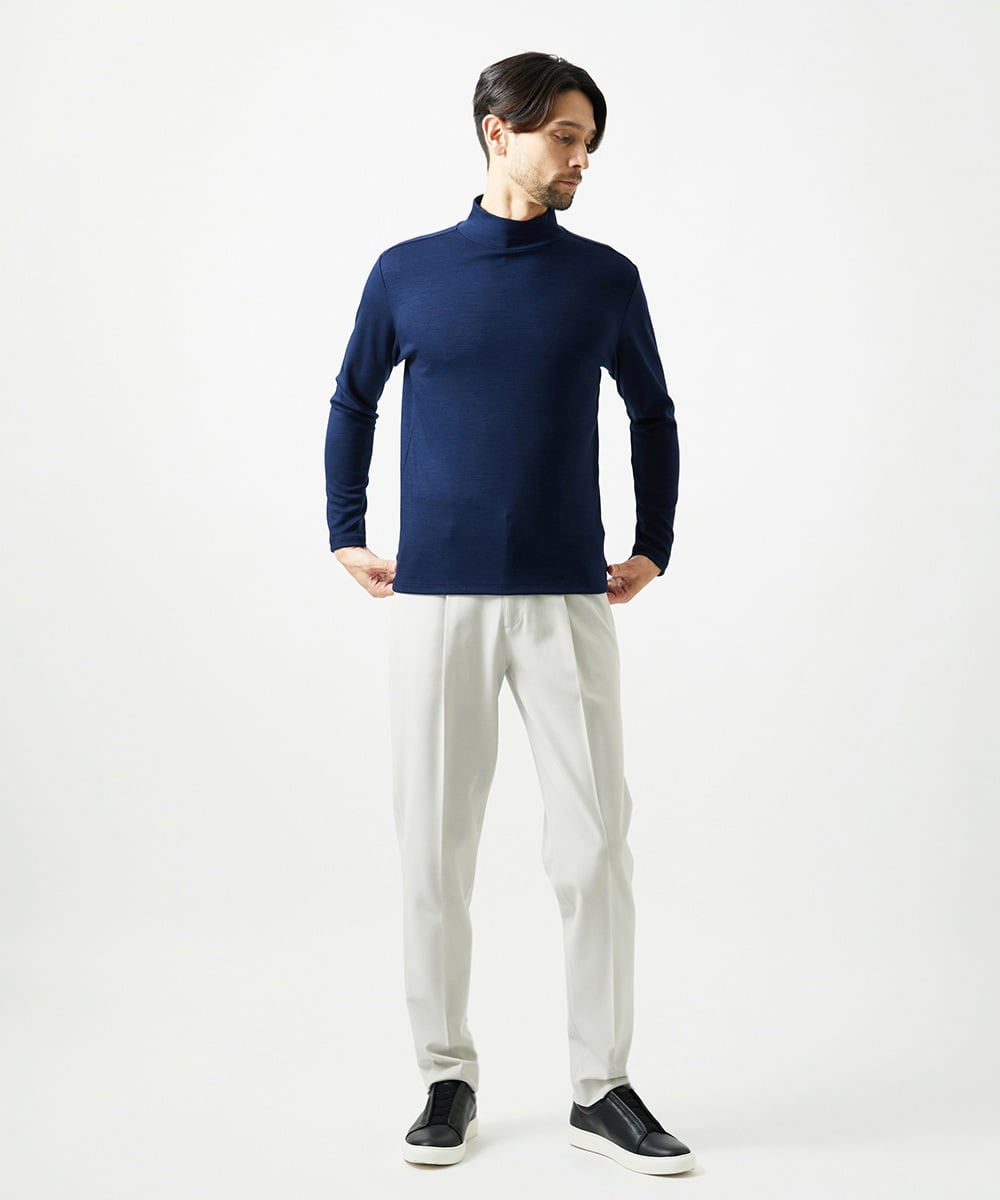 MNKCG68250 MICHEL KLEIN HOMME(ミッシェルクラン オム) 《日本製》スムースモックネックカットソー ブルー