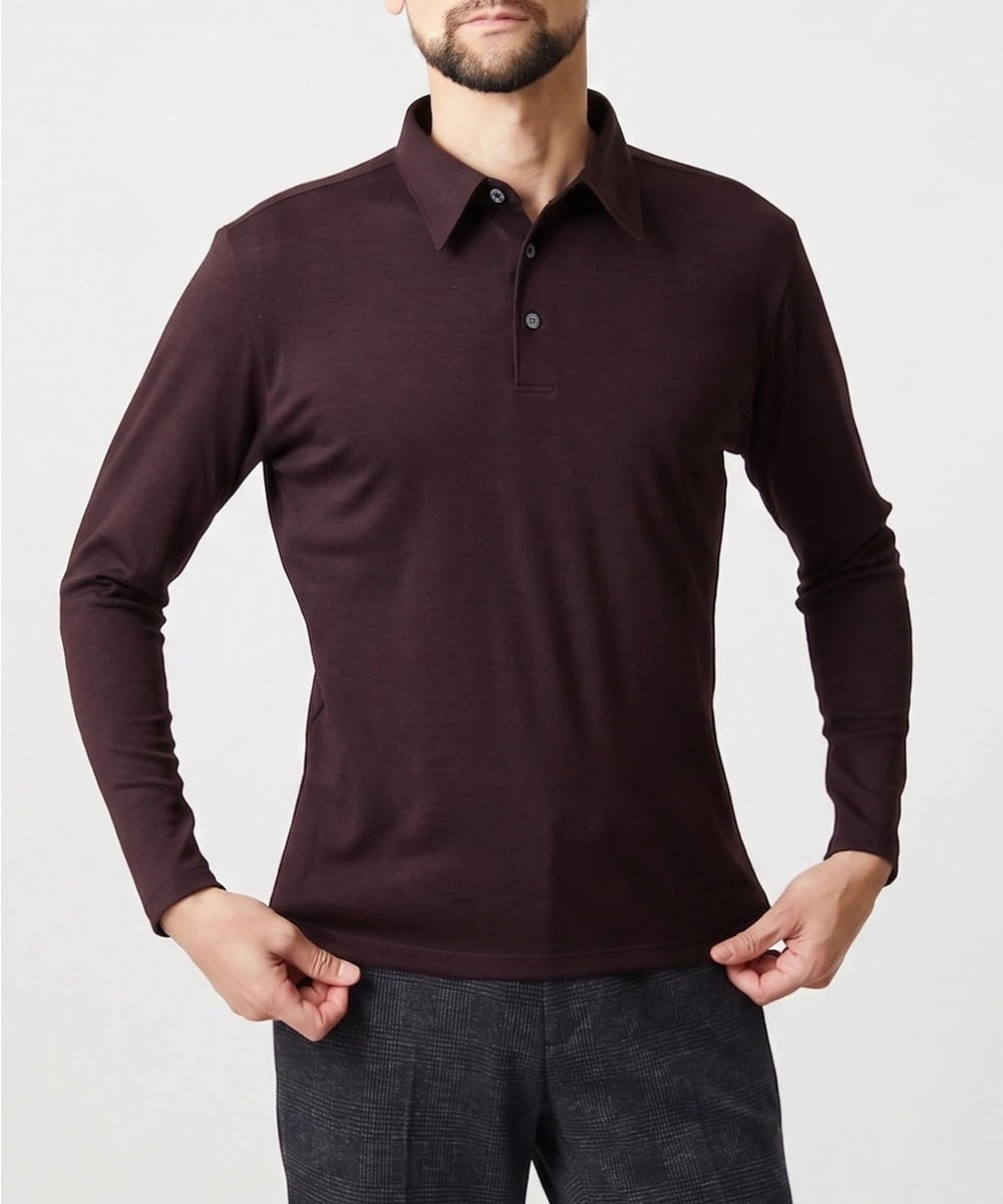 MNKCG69290 MICHEL KLEIN HOMME(ミッシェルクラン オム) 《日本製》スムースポロシャツカットソー パープル