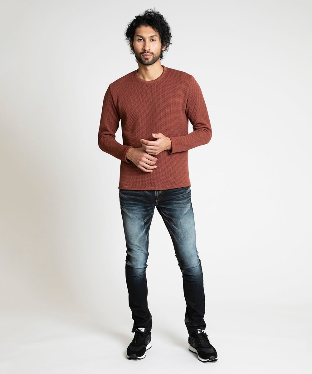 MNKCV08200 MICHEL KLEIN HOMME(ミッシェルクラン オム) ダブルフェイスクルーネックカットソー オレンジ(17)