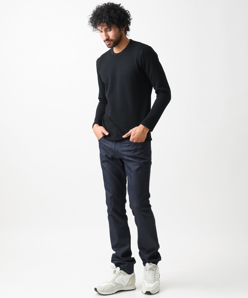 MNKCV08200 MICHEL KLEIN HOMME(ミッシェルクラン オム) ダブルフェイスクルーネックカットソー ブラック(94)