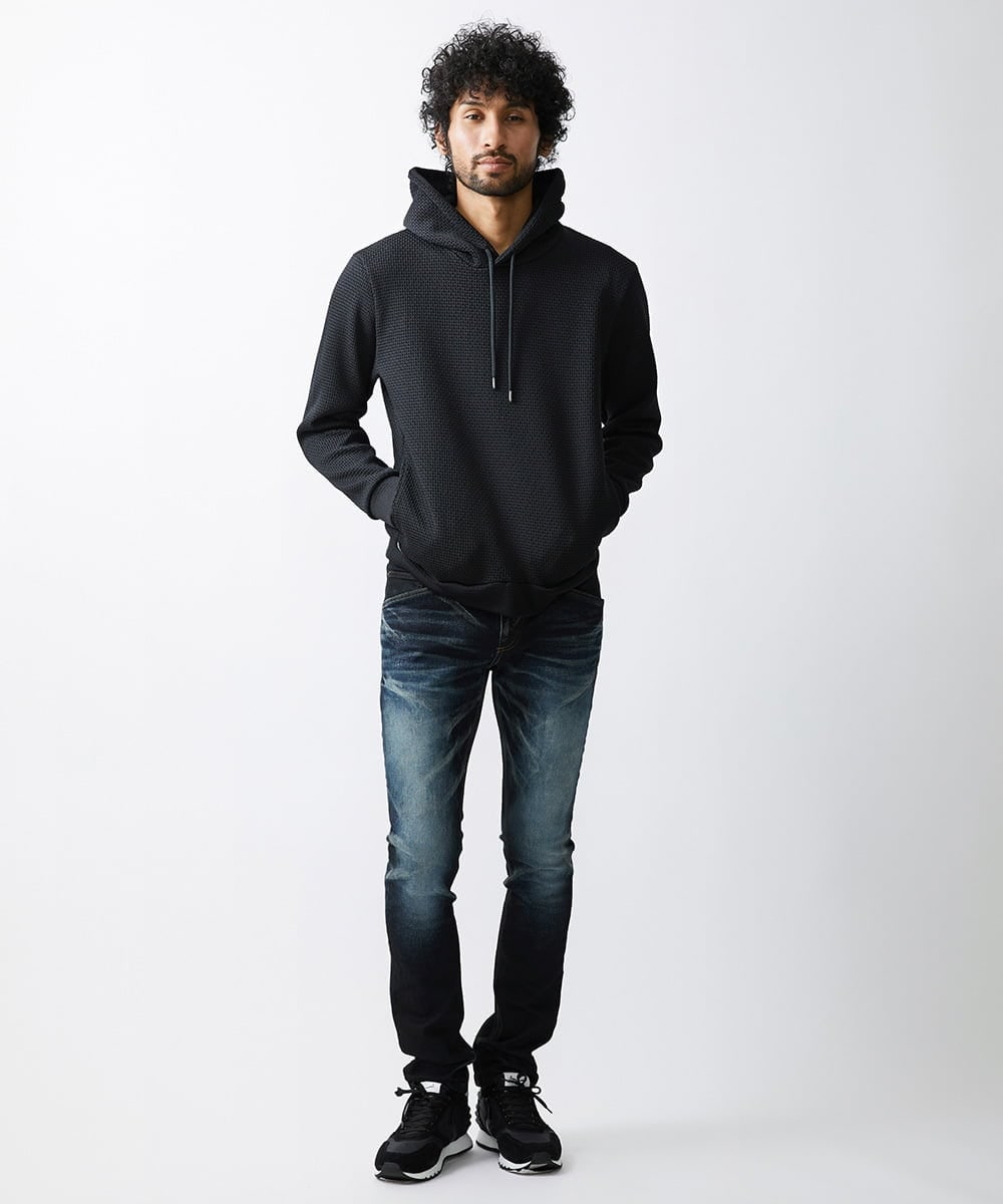 MNKCV42250 MICHEL KLEIN HOMME(ミッシェルクラン オム) ダブルフェイスプルオーバーパーカー ブラック