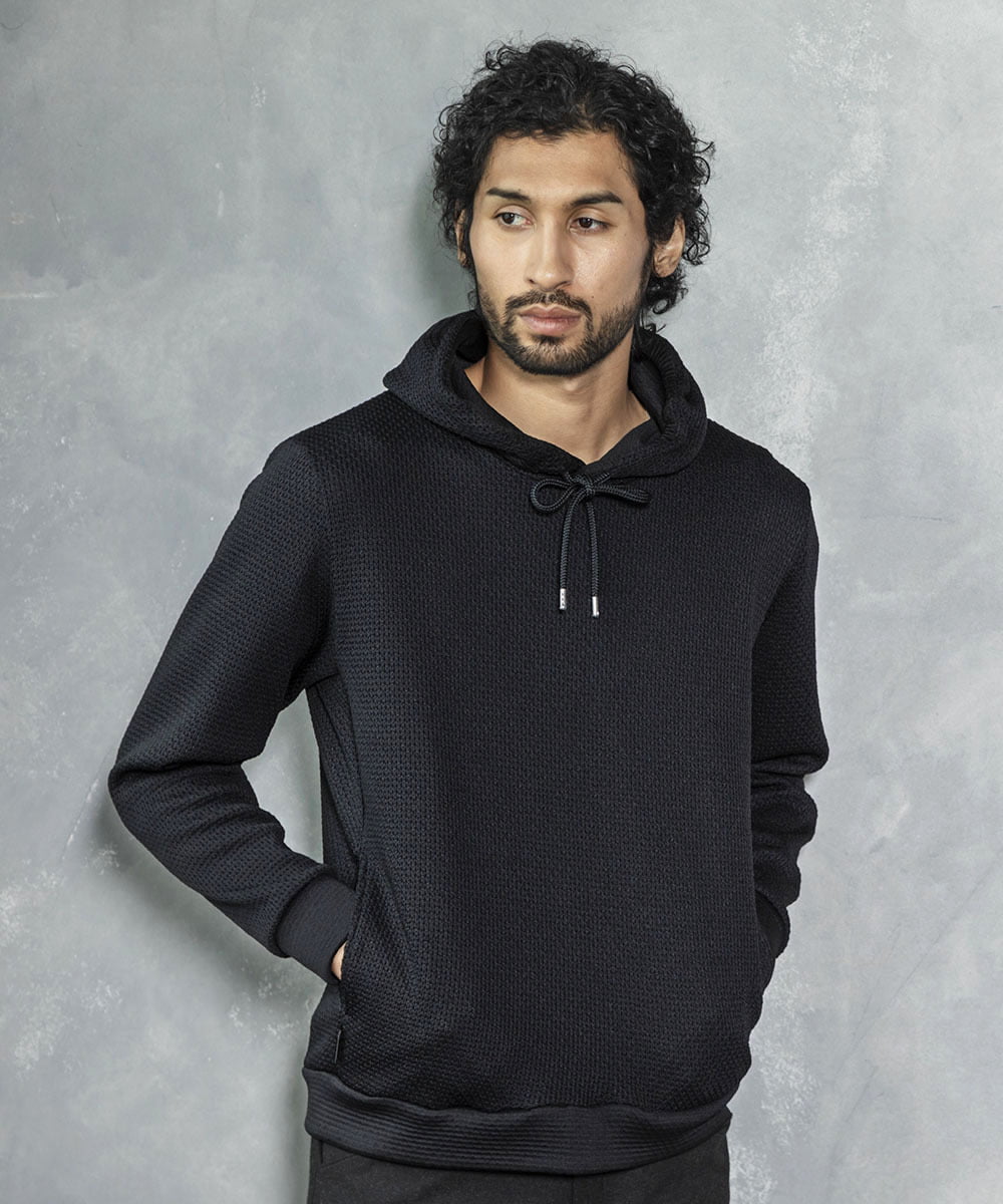MNKCV42250 MICHEL KLEIN HOMME(ミッシェルクラン オム) ダブルフェイスプルオーバーパーカー ブラック(94)