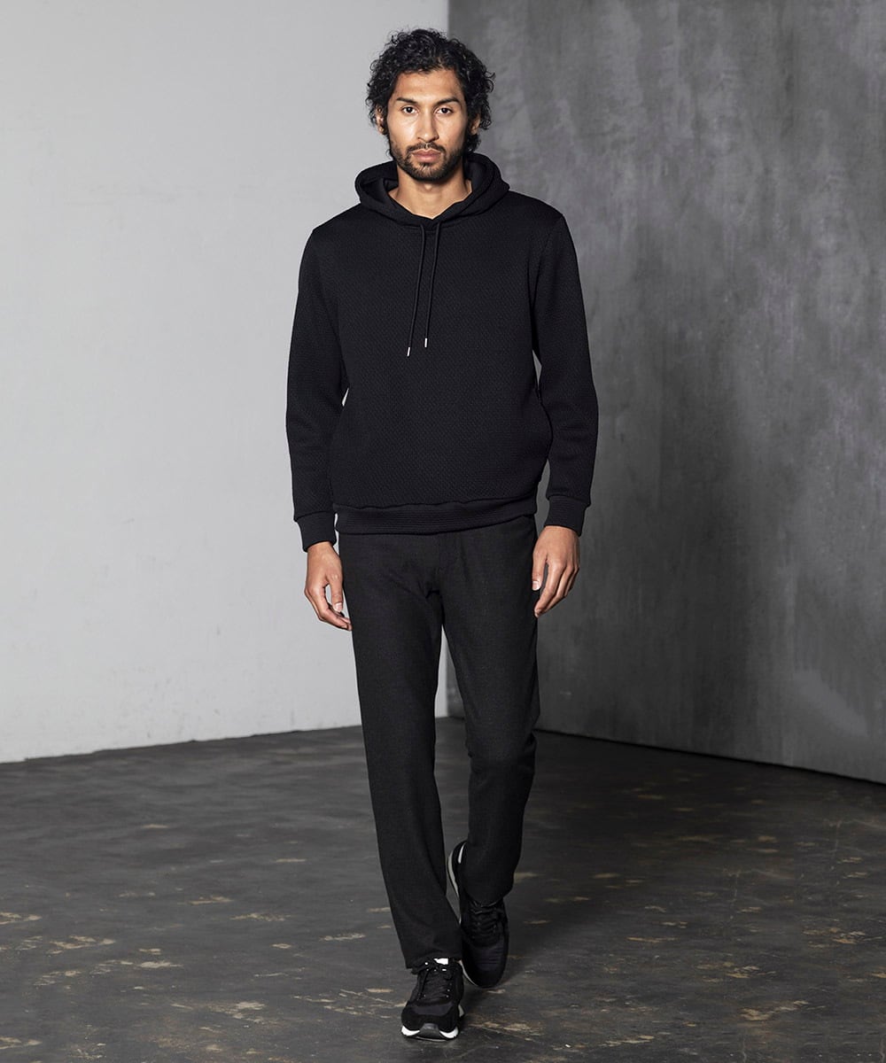 MNKCV42250 MICHEL KLEIN HOMME(ミッシェルクラン オム) ダブルフェイスプルオーバーパーカー ブラック(94)