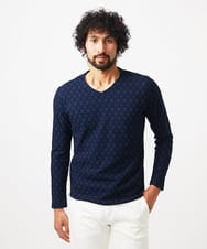 MNKDC50150 MICHEL KLEIN HOMME(ミッシェルクラン オム) 《日本製》リンクスVネック長袖カットソー ネイビー