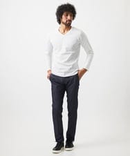 MNKDC50150 MICHEL KLEIN HOMME(ミッシェルクラン オム) 《日本製》リンクスVネック長袖カットソー ホワイト