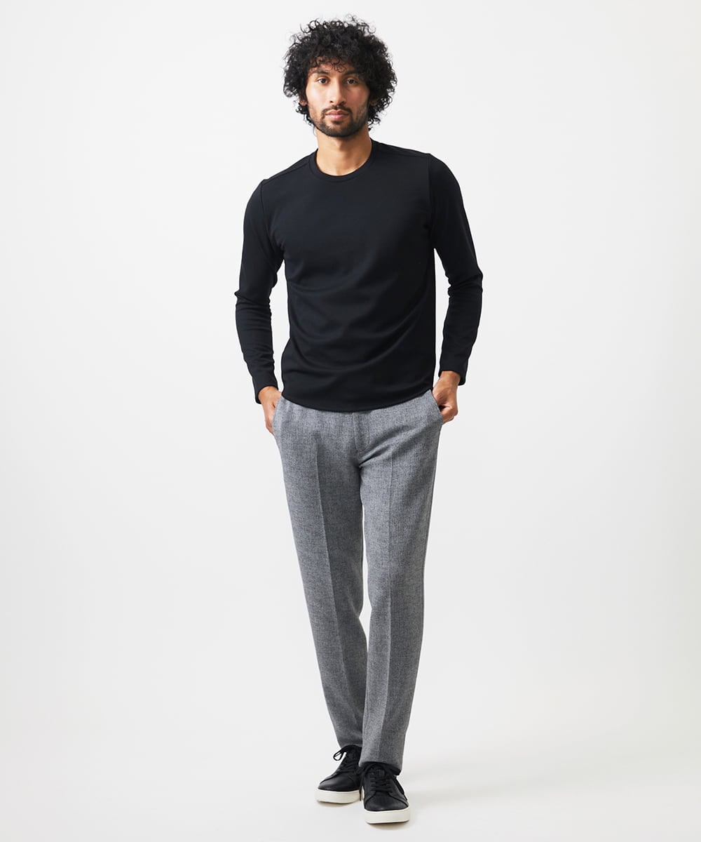 MNKDC51130 MICHEL KLEIN HOMME(ミッシェルクラン オム) ダブルフェイスクルーネック長袖カットソー ブラック