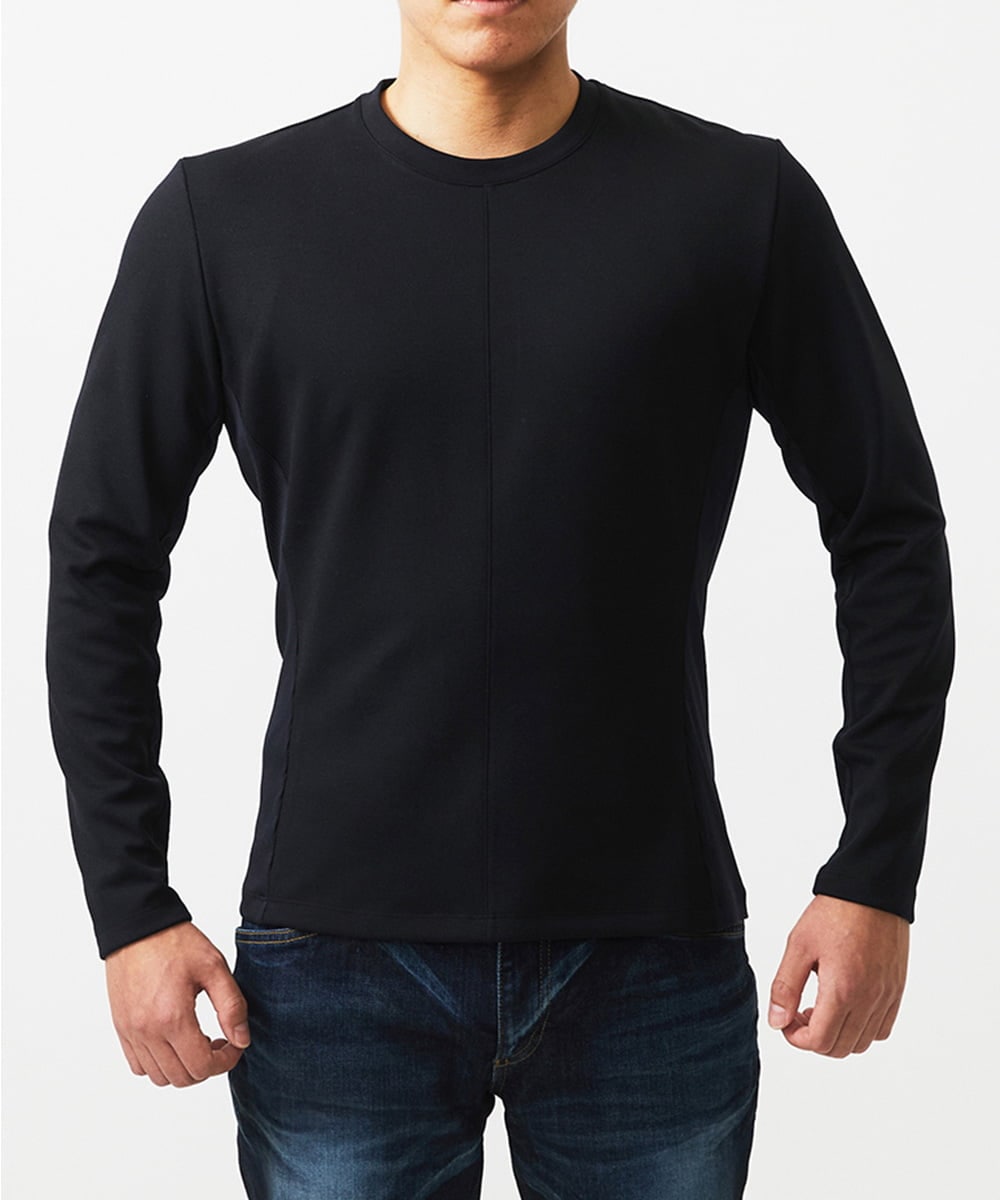 MNKDC52150 MICHEL KLEIN HOMME(ミッシェルクラン オム) 【BODY MAKE】ダブルフェイスクルーネック長袖カットソー ブラック