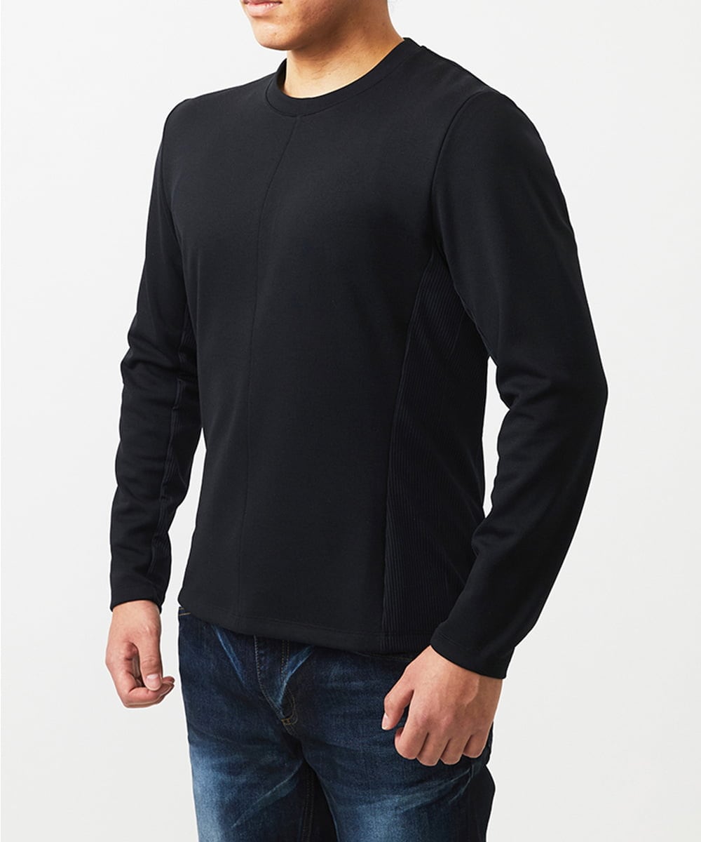 MNKDC52150 MICHEL KLEIN HOMME(ミッシェルクラン オム) 【BODY MAKE】ダブルフェイスクルーネック長袖カットソー ブラック