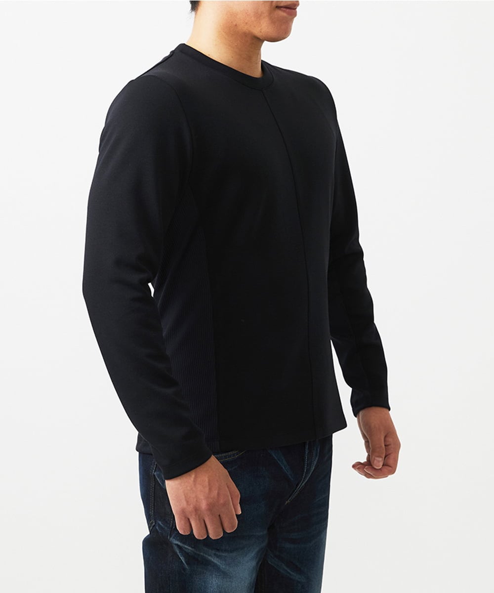 MNKDC52150 MICHEL KLEIN HOMME(ミッシェルクラン オム) 【BODY MAKE】ダブルフェイスクルーネック長袖カットソー ブラック