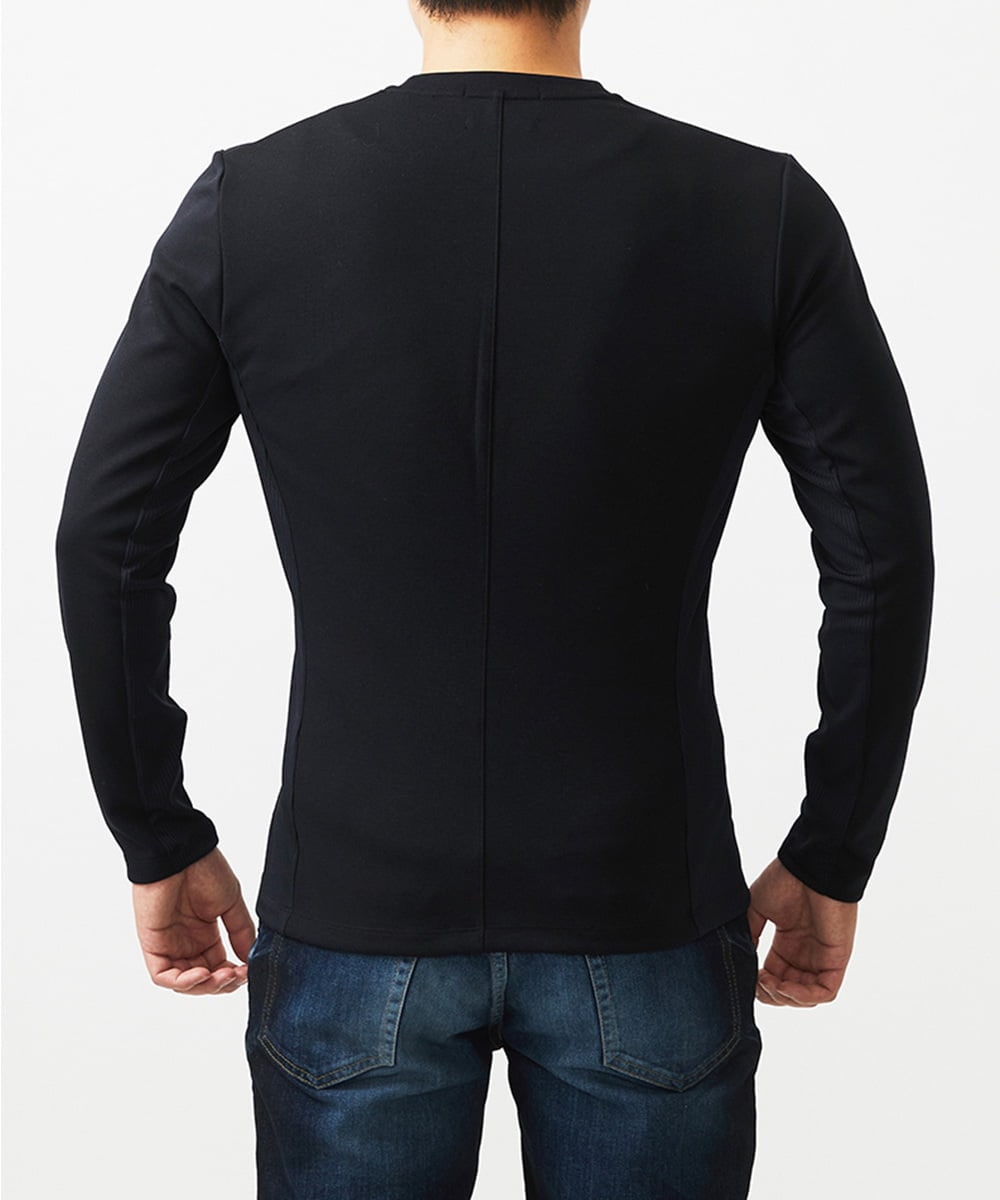 MNKDC52150 MICHEL KLEIN HOMME(ミッシェルクラン オム) 【BODY MAKE】ダブルフェイスクルーネック長袖カットソー ブラック