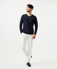 MNKDF50150 MICHEL KLEIN HOMME(ミッシェルクラン オム) チドリ柄Vネックカットソー ネイビー