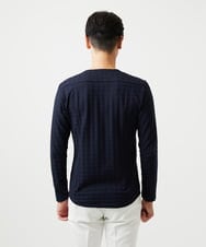 MNKDF50150 MICHEL KLEIN HOMME(ミッシェルクラン オム) チドリ柄Vネックカットソー ネイビー