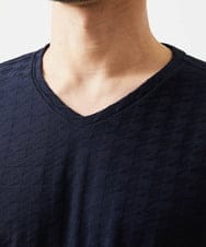 MNKDF50150 MICHEL KLEIN HOMME(ミッシェルクラン オム) チドリ柄Vネックカットソー ネイビー