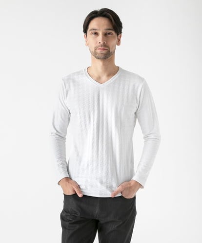 MNKDF50150 MICHEL KLEIN HOMME チドリ柄Vネックカットソー