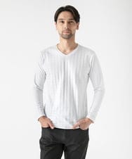 MNKDF50150 MICHEL KLEIN HOMME(ミッシェルクラン オム) チドリ柄Vネックカットソー ホワイト