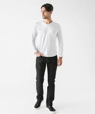 MNKDF50150 MICHEL KLEIN HOMME(ミッシェルクラン オム) チドリ柄Vネックカットソー ホワイト