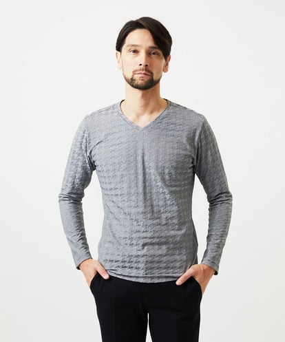 MNKDF50150 MICHEL KLEIN HOMME チドリ柄Vネックカットソー